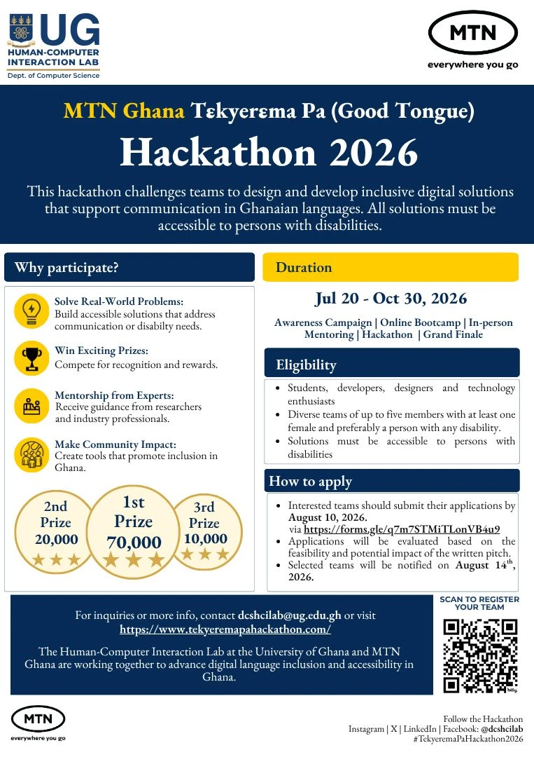 Tɛkyerɛma Pa Hackathon event poster