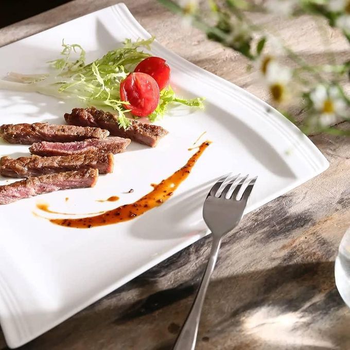 6 Pieces Set Of Large Square Melamine Plates With Unique Design-White  thumbnail 4
