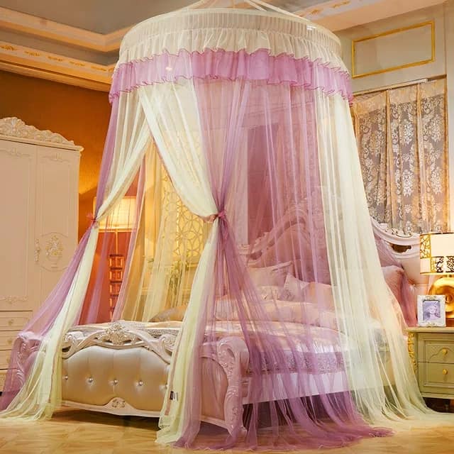 Circular Princess Mosquito Net – Lavender & Cream