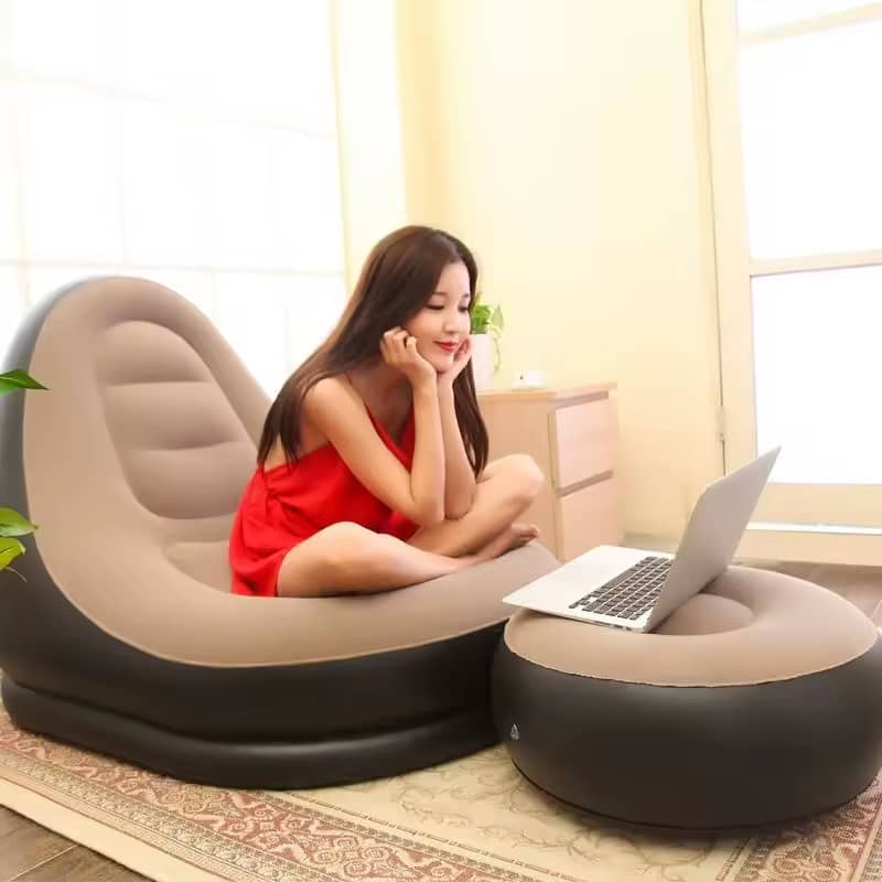 Inflatable Lounge Chair & Ottoman Set – Portable Relaxation for Home or Office