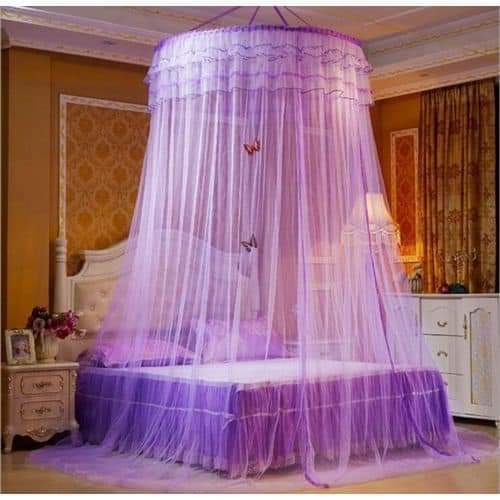  Elegant Purple Round Hanging Mosquito Net Canopy – Princess Style Bed Net for Double & King Beds thumbnail 2