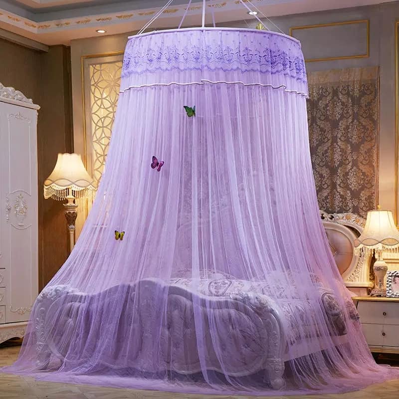 Royal Elegance Round Lace Mosquito Net – Lavender