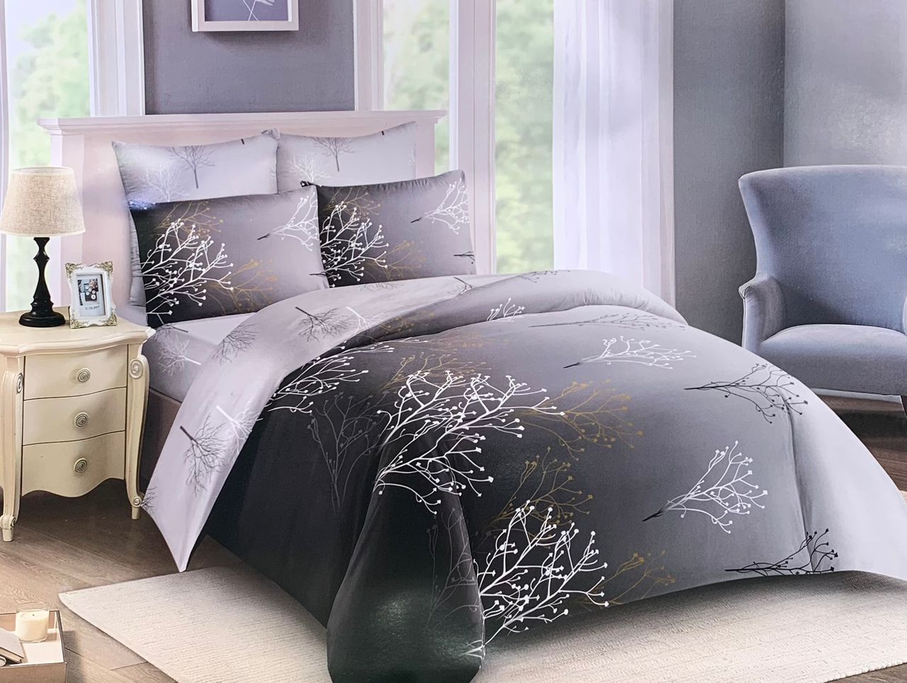Twilight Bloom Duvet Cover Set – Queen Size (6-Piece Set)