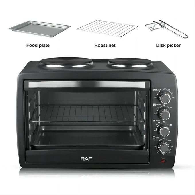 RAF 55 Litres Electric Oven with 2 Hotplates R.5317 - Black  thumbnail 3