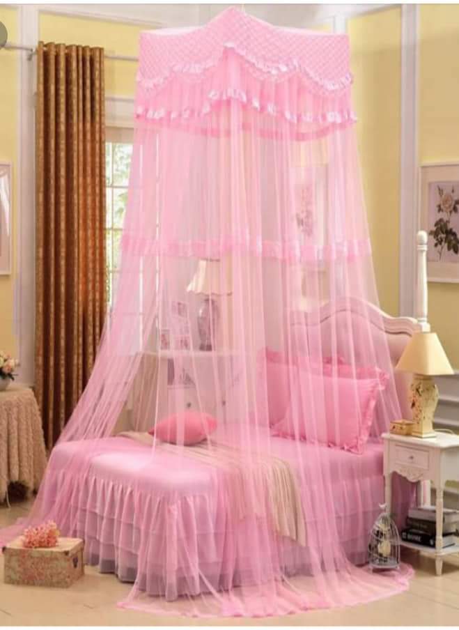 Princess Style Luxury Pink Canopy Mosquito Net for Girls’ Bedroom – RoyalDream thumbnail 2