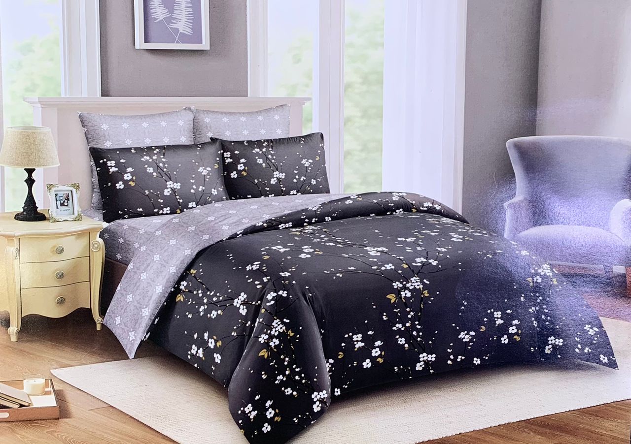 Midnight Blossom Reversible Duvet Cover Set – Queen Size (6-Piece Set) thumbnail 2