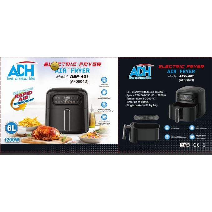 ADH 6 Liters Digital Air Fryer AEF-401 - AF0604D [1Yr Wrnty] - Black thumbnail 3