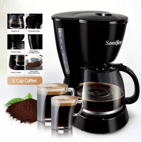  Drip Coffee Maker – 1.25L Glass Carafe, Black