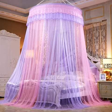 DreamGlow Princess Canopy Bed Net – Dual-Tone Pink & Purple