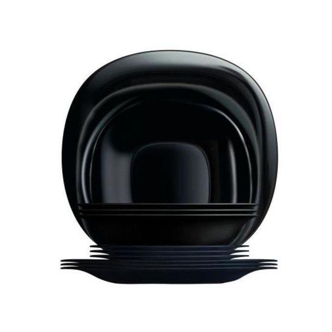 Luminarc 24 Pieces Ceramic Cups Bowls Small Plates Dinner Plates-Black 