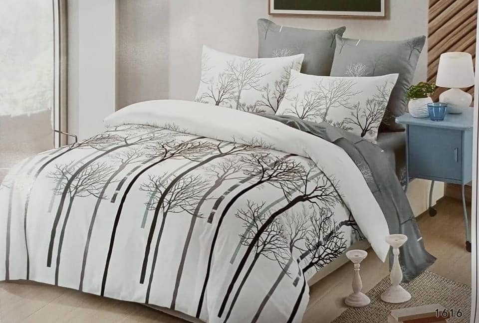  Nature Elegance 6-Piece Cotton Duvet Cover Set – Winter Tree Design