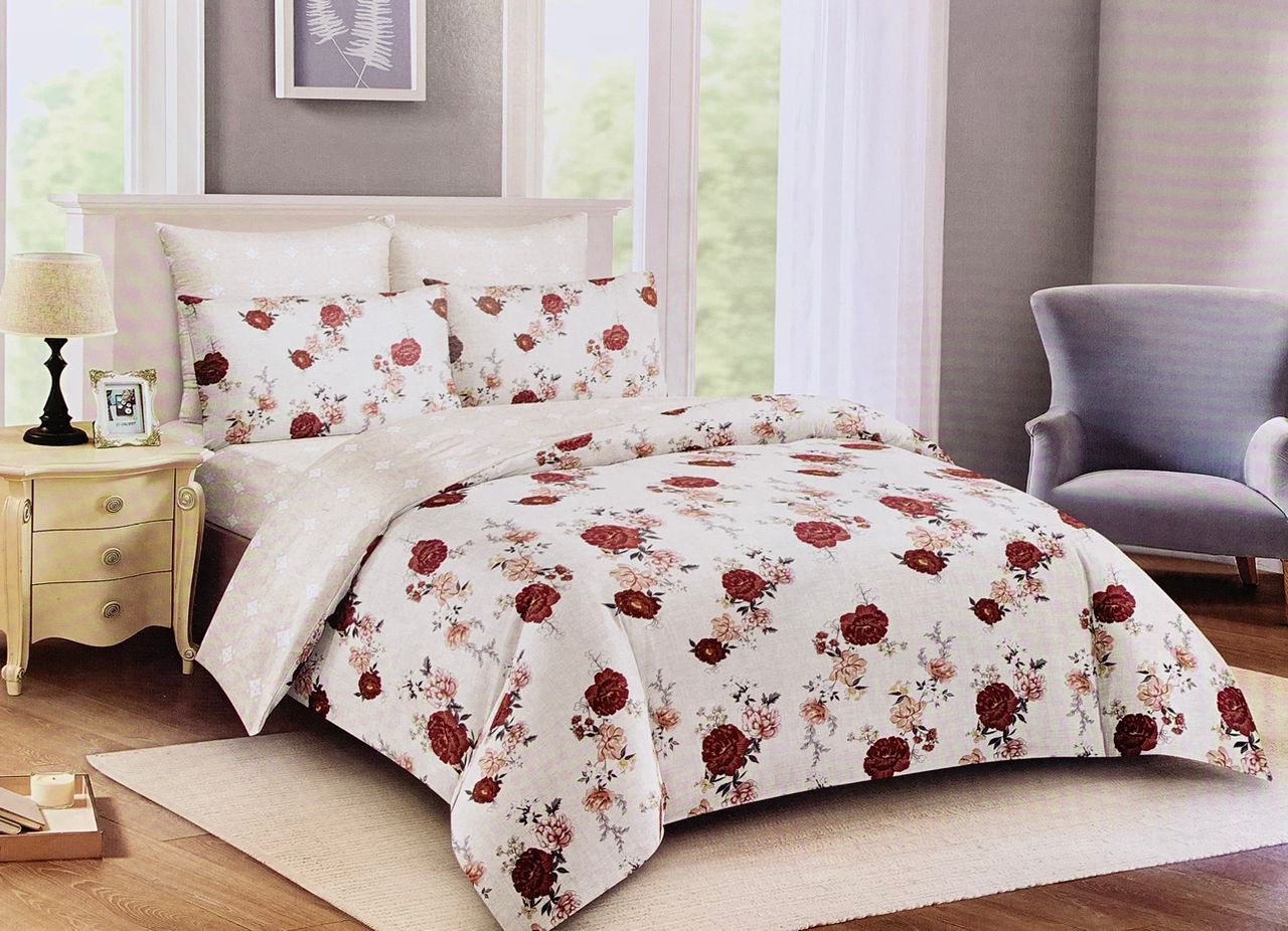 Vintage Rose Blossom Duvet Cover Set – Queen Size (6-Piece Set)