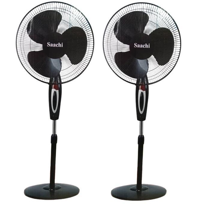 Saachi 2 Quality Stand Fans With 3 Speeds And A Powerful Motor - Black