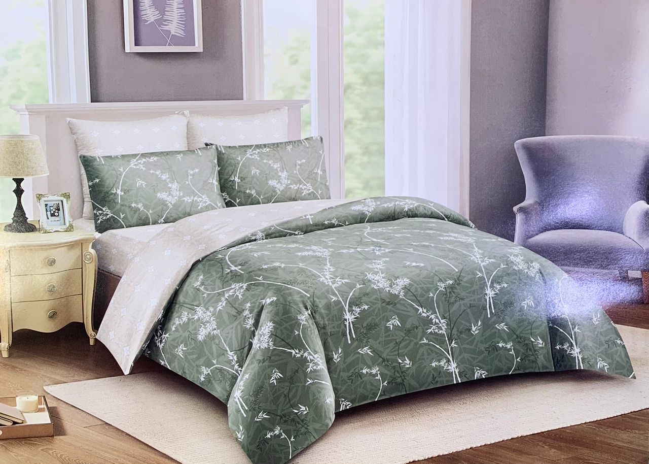 Botanical Reversible Cotton Duvet Cover Set – Queen Size (6-Piece Set) thumbnail 2