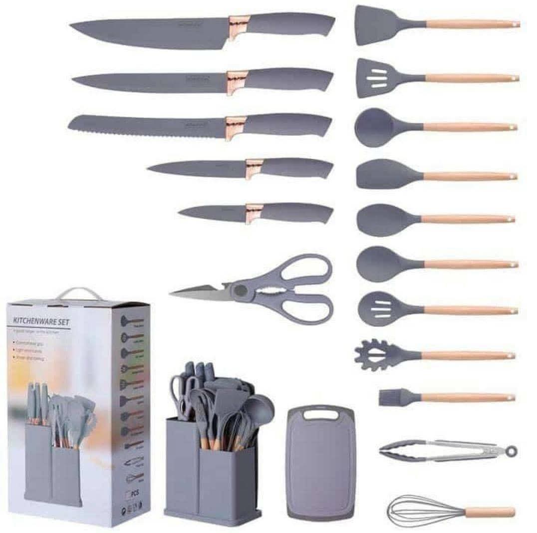ROYALFORD 35-Piece Non-Stick Silicone & Stainless Steel Kitchen Utensil & Knife Set with Holder thumbnail 2