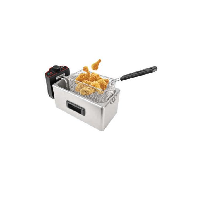 3 Liters Electric Deep Fryer For Frying Fast Foods Chips Chicken Sausages Kebabs Chaps-Silver/Black 