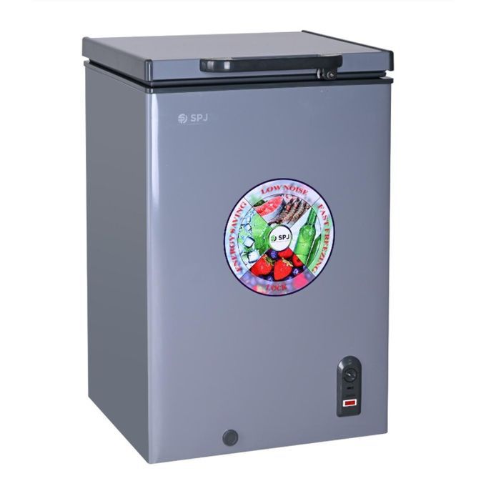 SPJ 130L Deep Freezer / Chest Freezer – Energy Saving, Low Noise, Fast Freezing, Lockable Lid – Grey