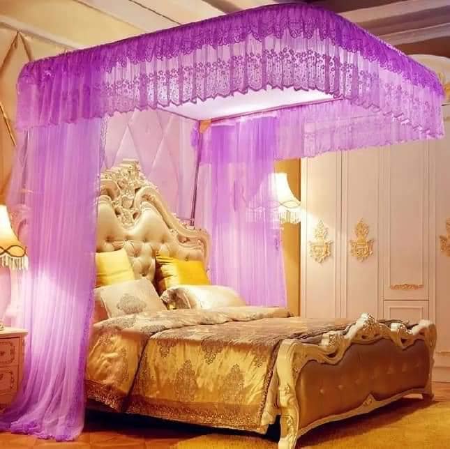  Deluxe 4-Post Princess Canopy Mosquito Net – Purple