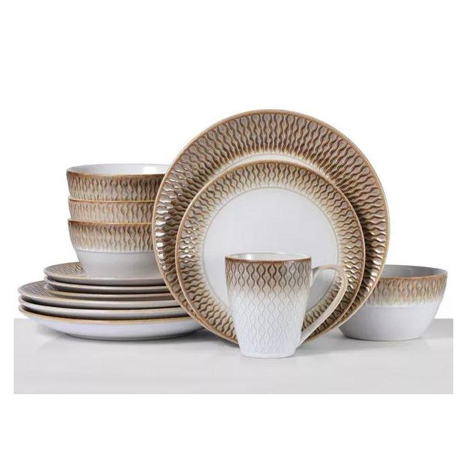 24 Pieces Ceramic Dinner Set Of 6 Bowls 6 Side Plates 6 Dinner Plates 6 Cups-Multicolour
