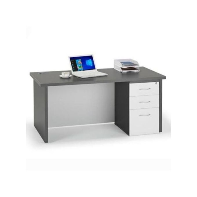 Office Table 120cm Full Panel-Grey And White