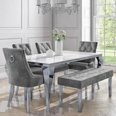 Luxury Dining 6 seater set seats 6 people with a granite top table