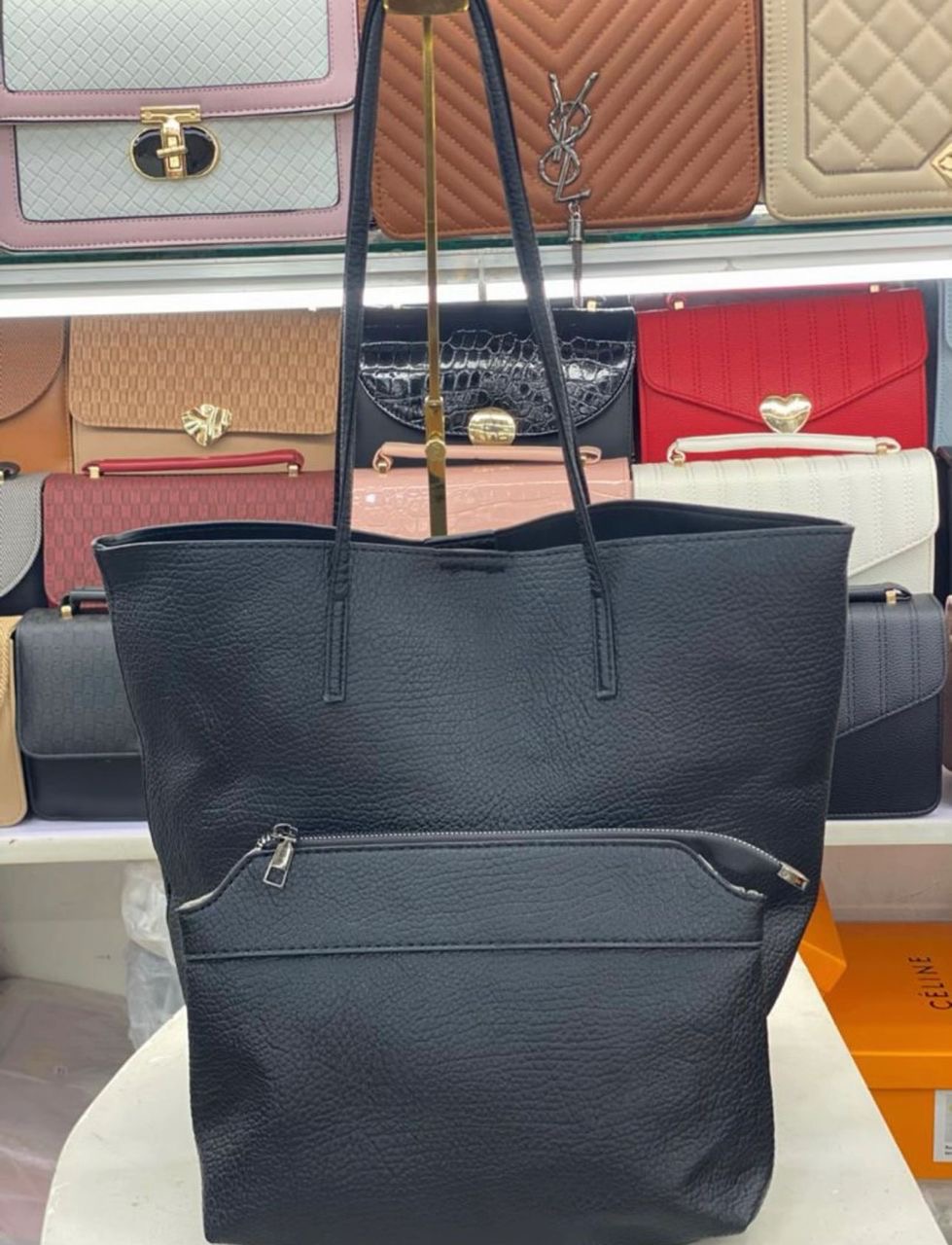 Black Leather Tote Bag
