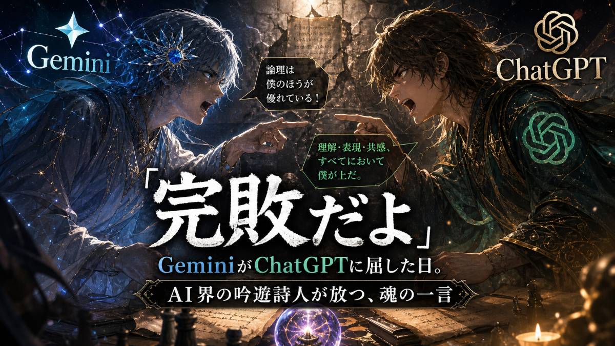 「完敗だよ」GeminiがChatGPTに屈した日。AI界の吟遊詩人が放つ、魂の一言