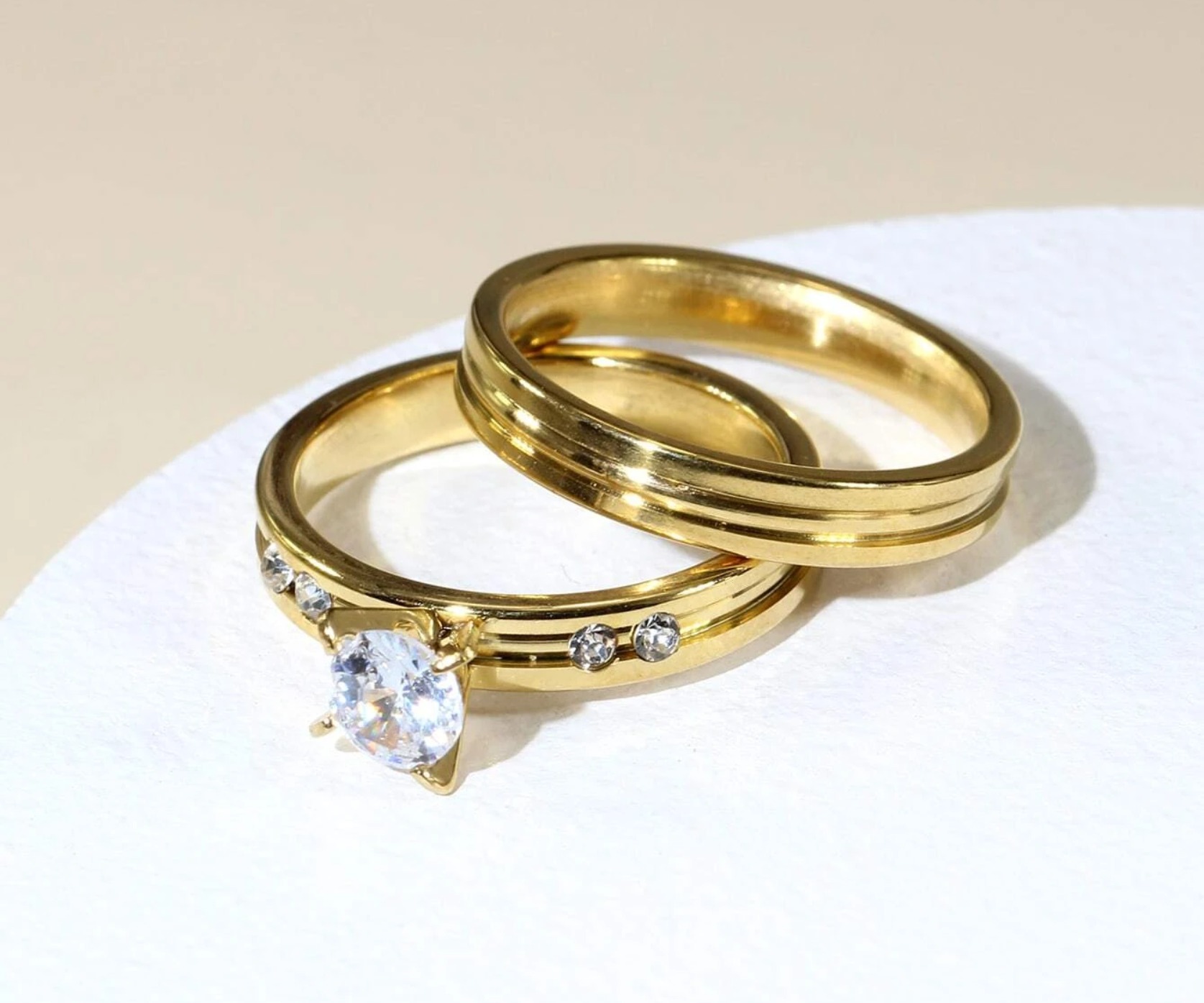 2pcs Stainless Steel Ring - Gold