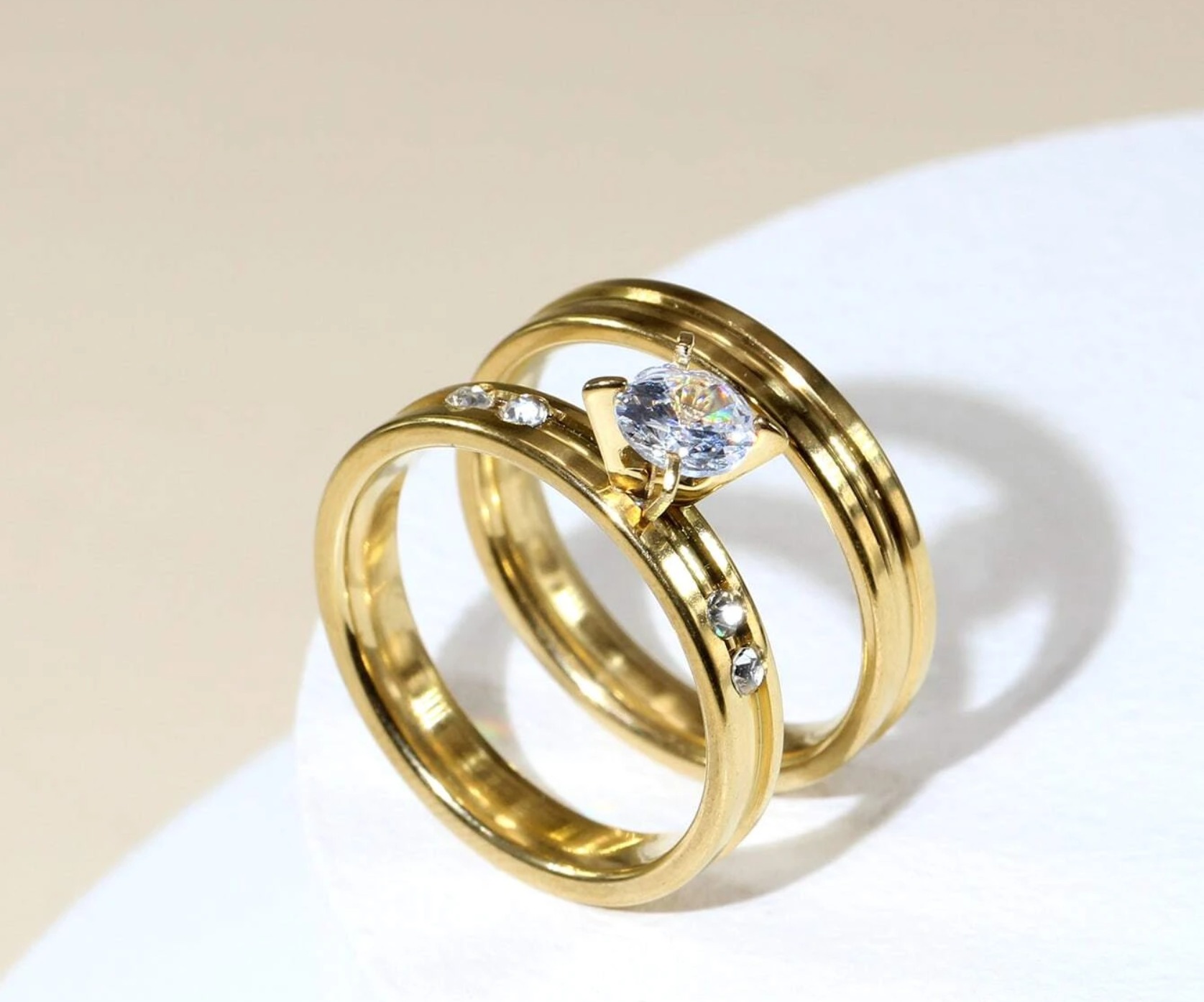 2pcs Stainless Steel Ring - Gold