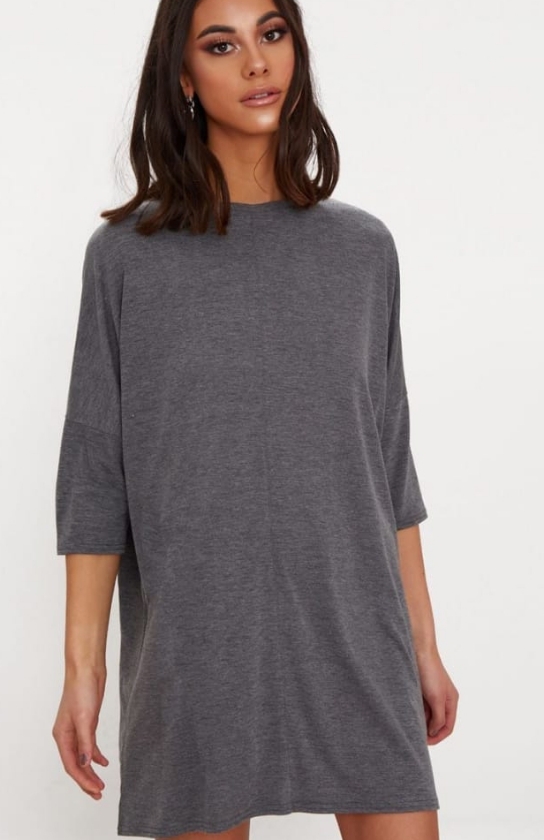 CHARCOAL OVERSIZED BATWING T-SHIRT DRESS - US 0 (XS/S)