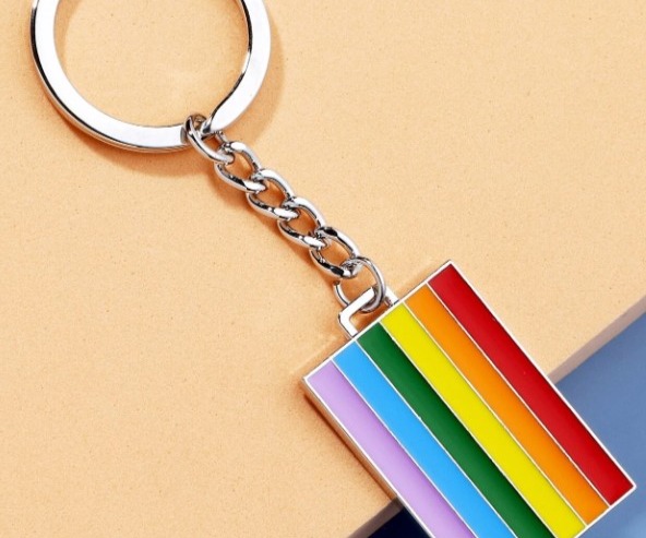 LGBT Rainbow Striped Geometric Charm Keychain