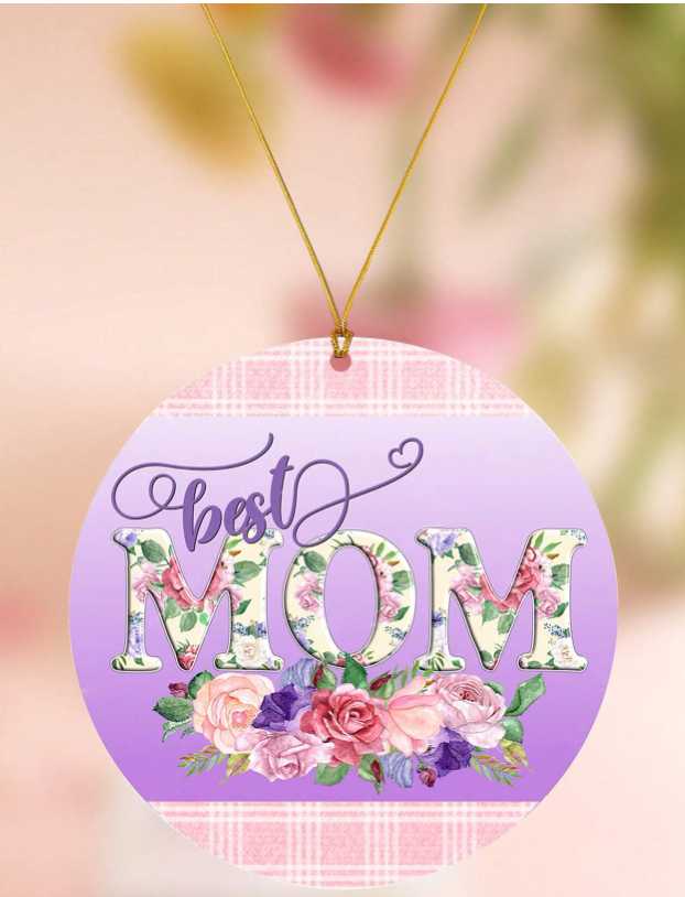 Best MoM Rose Wreath Round Acrylic Pendant