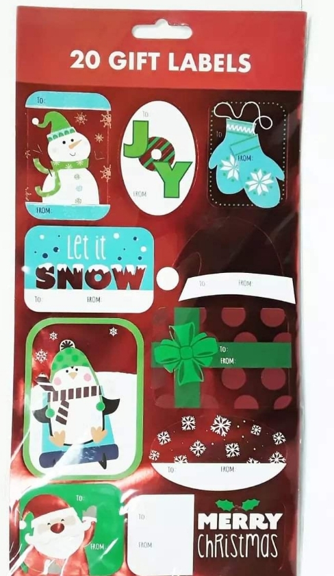 20 Christmas Gift Label Adhesive 