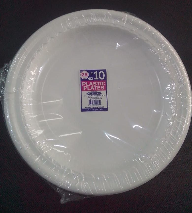 10" White Round Plastic Plates