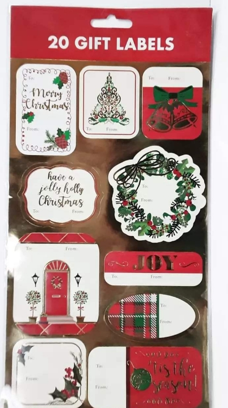 20 Christmas Gift Label Adhesive 