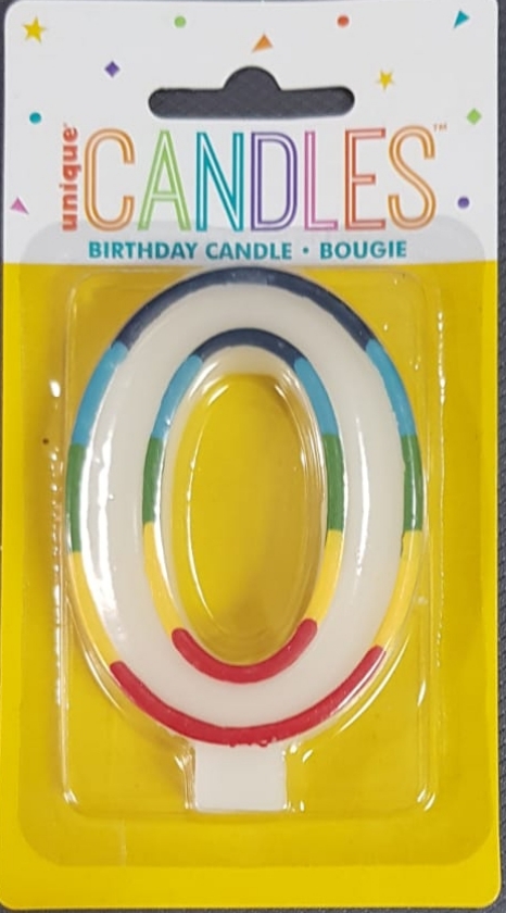 #0 Rainbow Birthday Candle