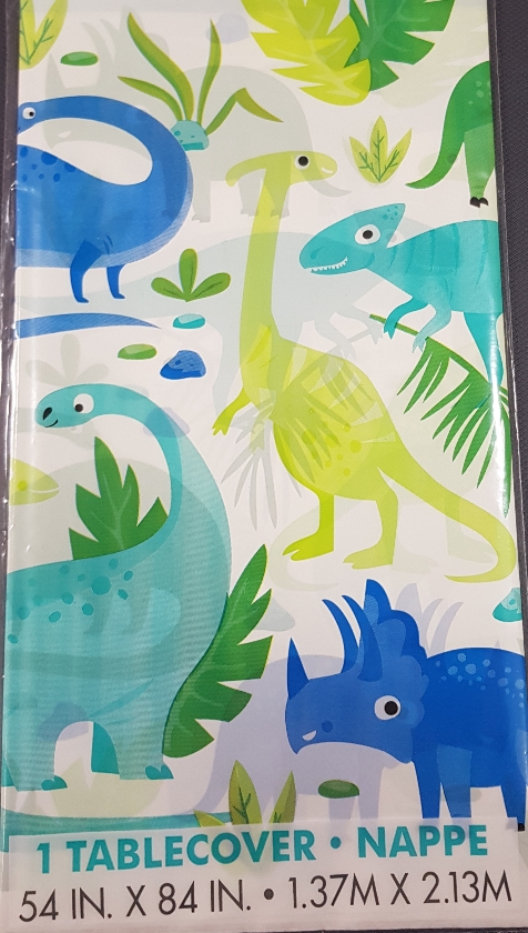 Blue & Green Dinosaur Plastic Tablecover