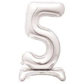 30" 5 Number Silver Giant Standing Foil Balloon