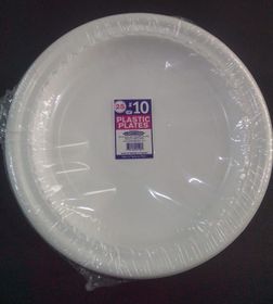 10" White Round Plastic Plates