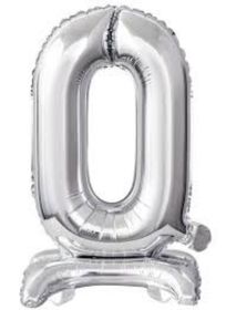 30" 0 Number Silver Giant Standing Foil Balloon