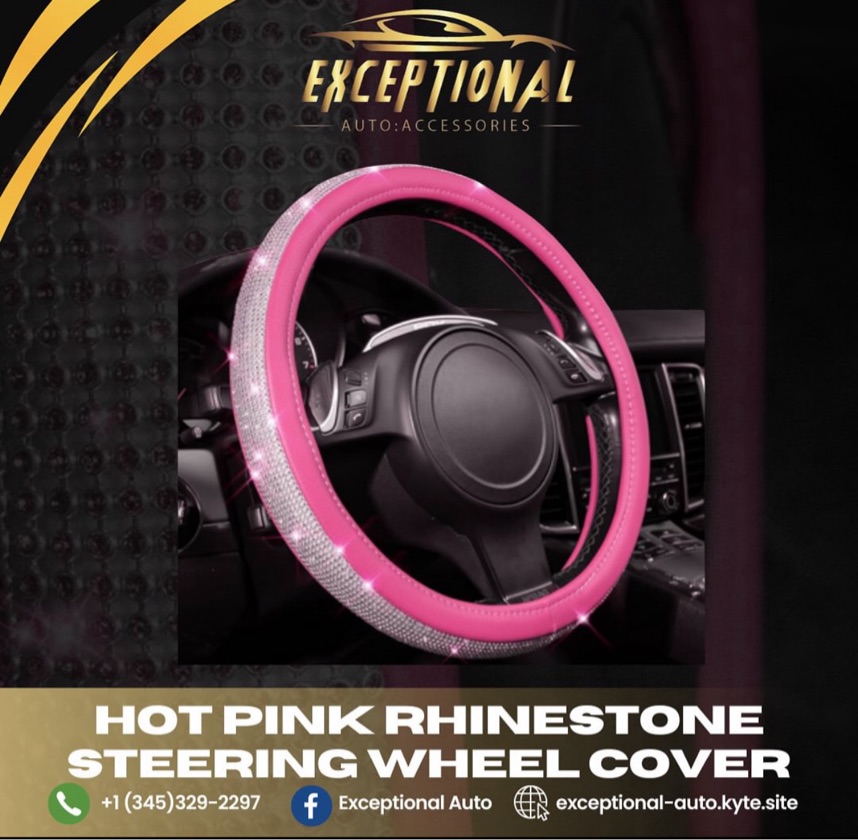 Hot Pink Rhinestone Steering Wheel Cover