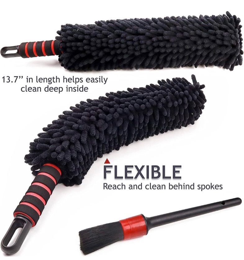 Microfiber wheel and rim brush set