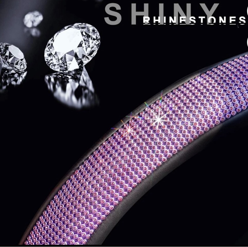 Purple Rhinestone Steering Wheel Cover