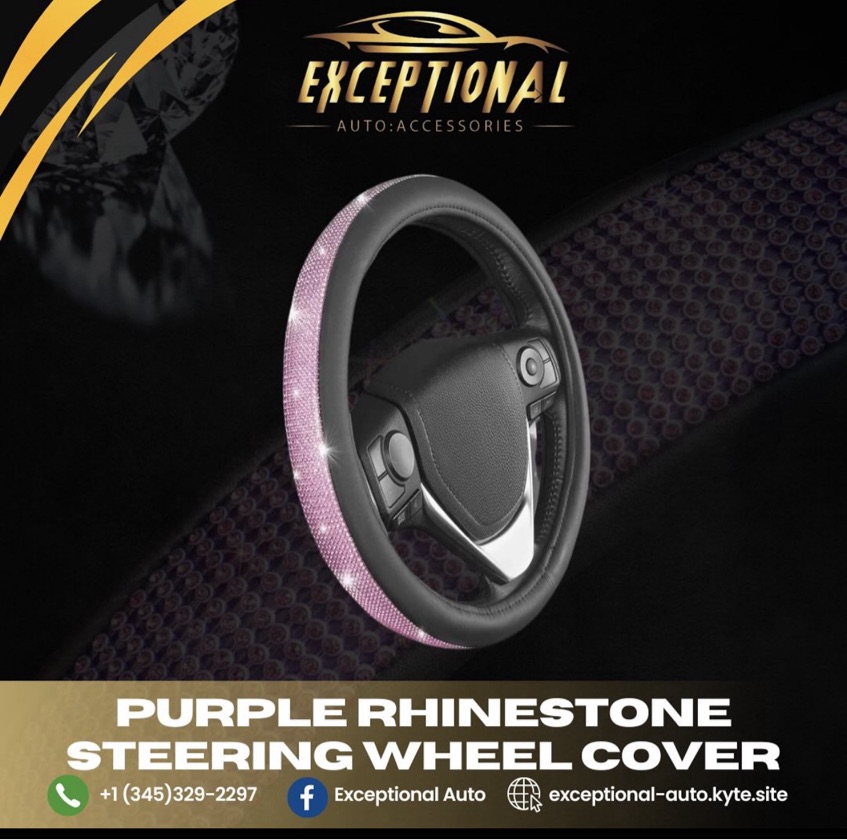 Purple Rhinestone Steering Wheel Cover