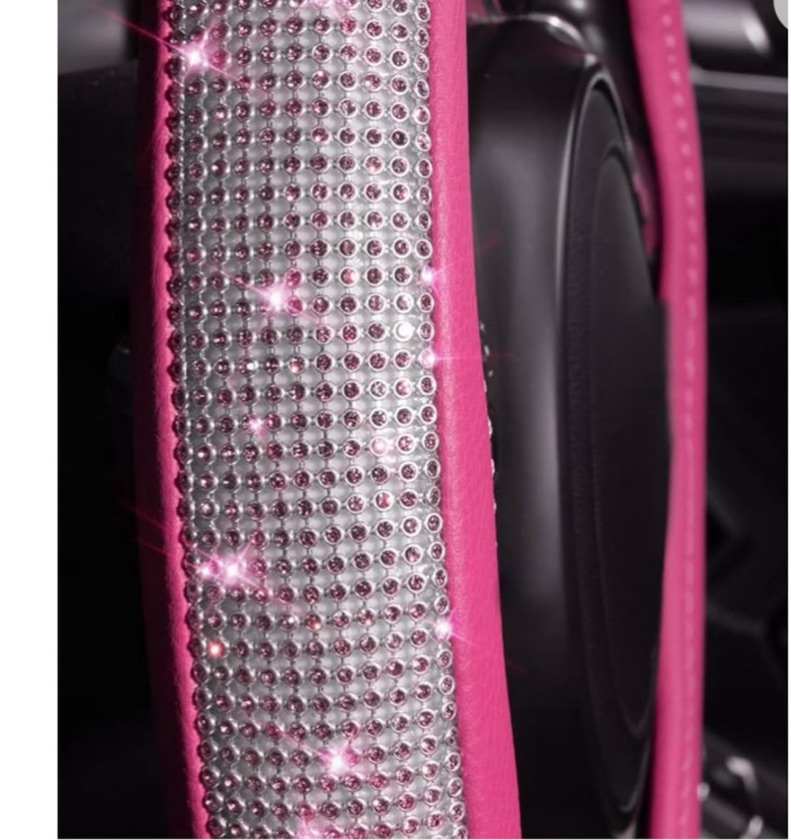 Hot Pink Rhinestone Steering Wheel Cover