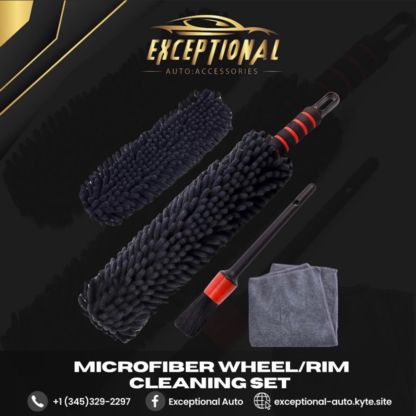 Microfiber wheel and rim brush set