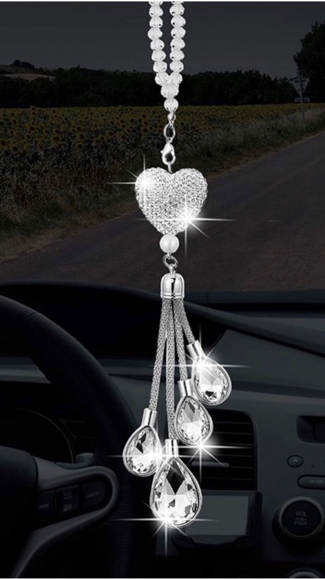 Silver rhinestone heart ornament with crystals