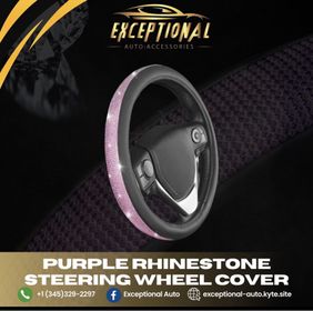 Purple Rhinestone Steering Wheel Cover