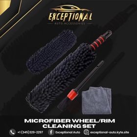 Microfiber wheel and rim brush set