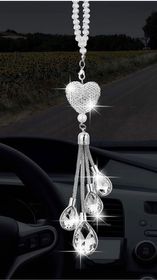 Silver rhinestone heart ornament with crystals